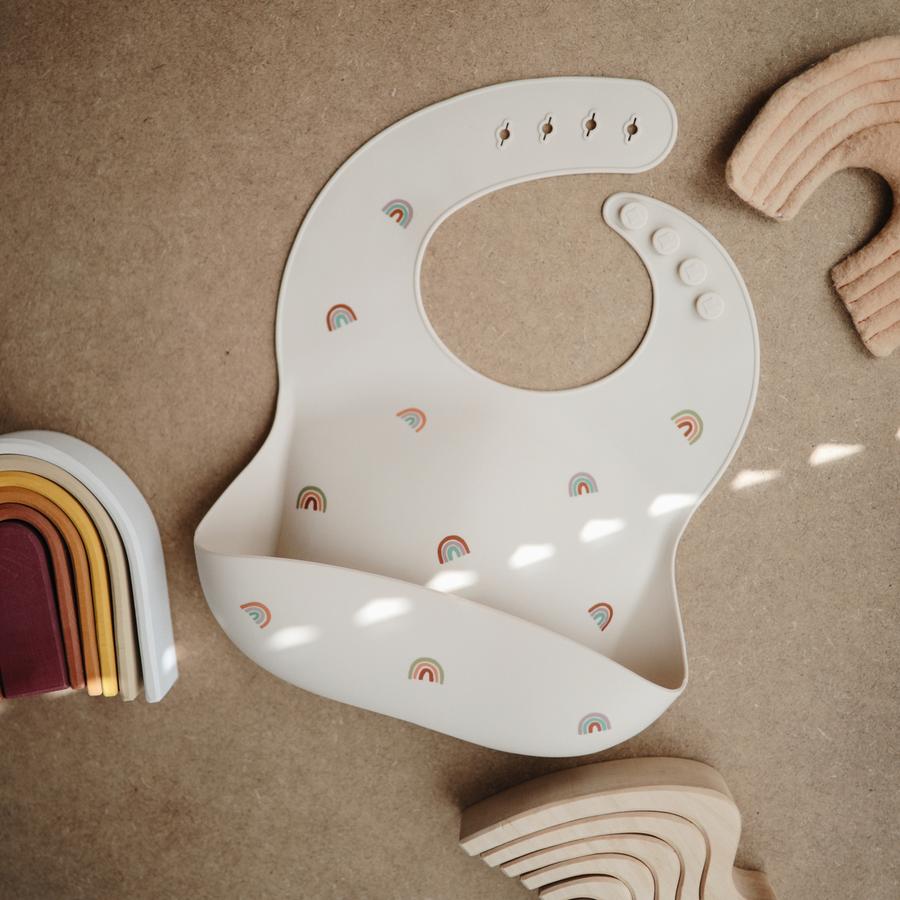 Mushie Silicone Baby Bib - Happyness