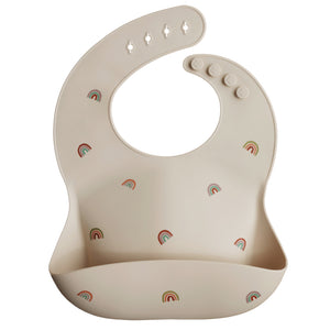 Mushie Silicone Baby Bib - Happyness